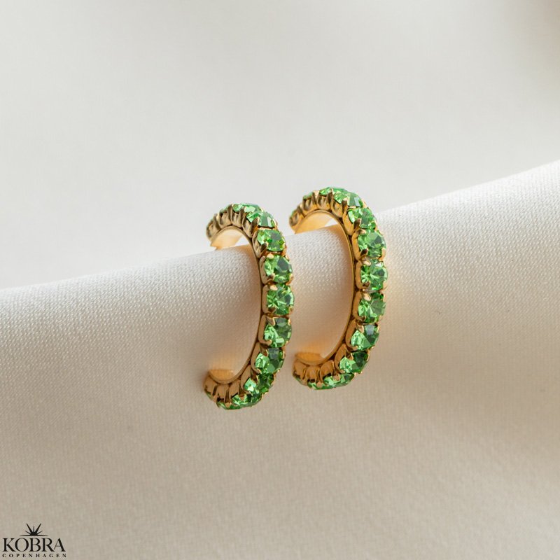 "Lemon" gold hoops with colored stones