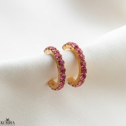 "Lemon" gold hoops with colored stones