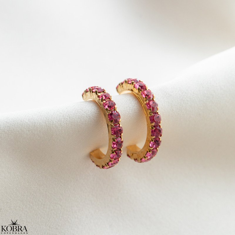 "Lemon" gold hoops with colored stones