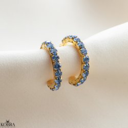 "Lemon" gold hoops with colored stones