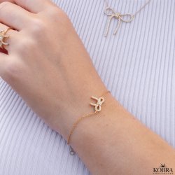 "Leonora" 18 carat gold-plated bow bracelet with white zirconia