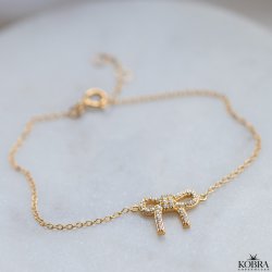 "Leonora" 18 carat gold-plated bow bracelet with white zirconia