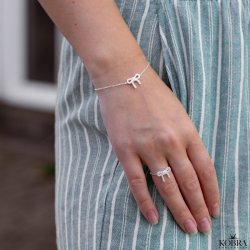 "Leonora" sljfe armbnd med hvide zirkonia i slv