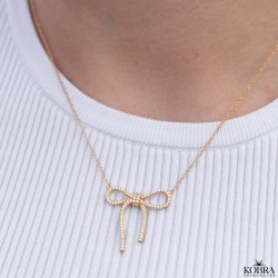 "Leonora" 18k gold plated bow necklace with stones