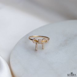 "Leonora" 18 karat forgyldt sljfering med sten