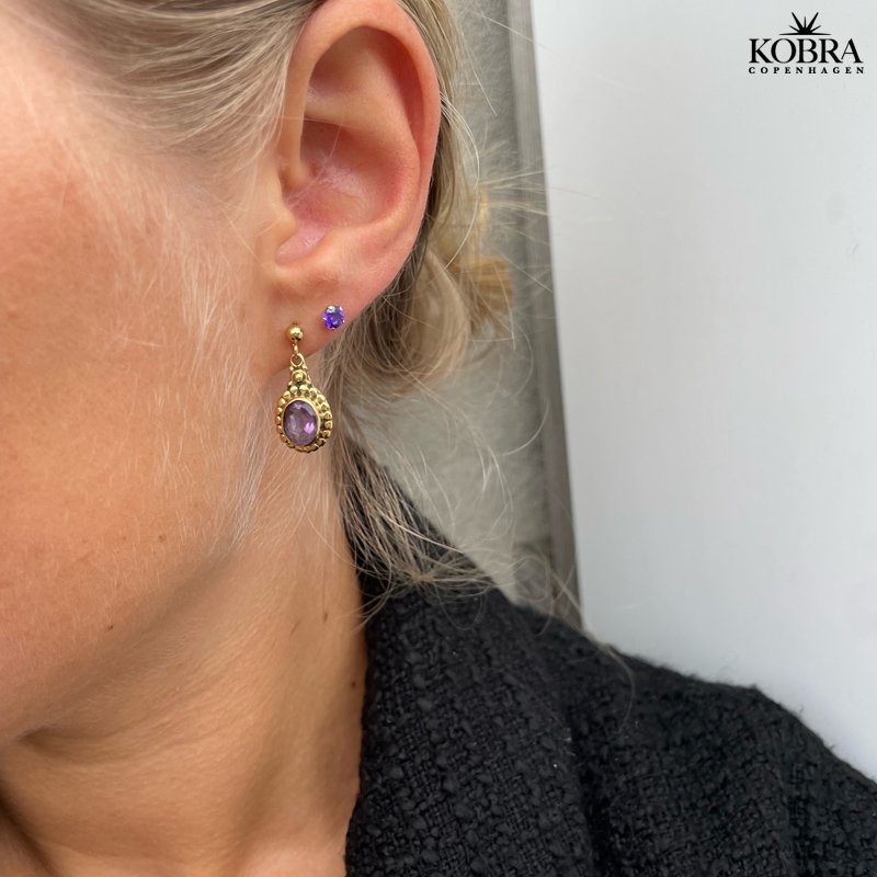 "Crystal" Forgyldte reringe med lilla ametyster