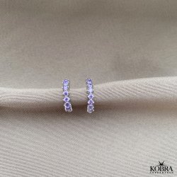 "Magnolia" silver hoops / earrings with colored stones