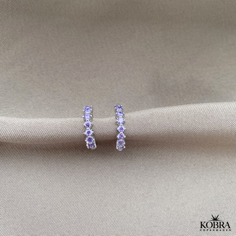 "Magnolia" silver hoops / earrings with colored stones