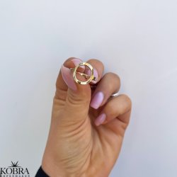 "Circus" handmade ring in gold with a small circle