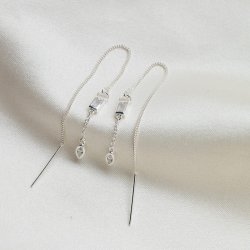"Lindsey" threader earrings in silver with stones