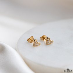 "Little heart" 18 karat forgyldte hjerte reringe med hvide sten