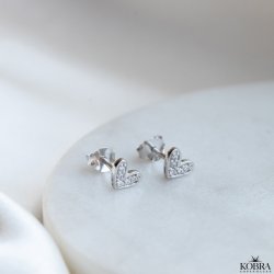 "Little heart" slv hjerte reringe med hvide sten