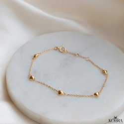 "Liva" gold bracelet with small hearts