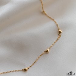 "Liva" guld choker med sm hjerter