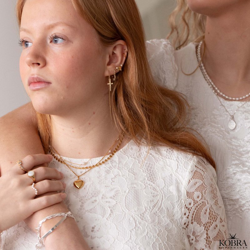 "SOL" gold necklace with small suns