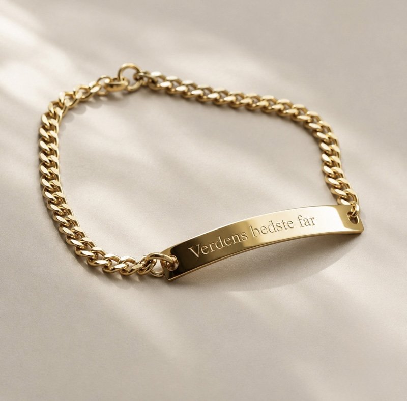 "Liverpool" herrarmband i guld med 4 mm panzerkedja, inklusive gravyr