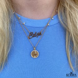 "Liv" Livets tr halskde - 18 karat forgyldt symbolsk smykke med indgravering