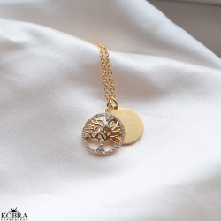 "Liv" Livets tr halskde - 18 karat forgyldt symbolsk smykke med indgravering