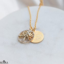 "Liv" Livets tr halskde - 18 karat forgyldt symbolsk smykke med indgravering