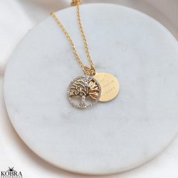 "Liv" Livets tr halskde - 18 karat forgyldt symbolsk smykke med indgravering