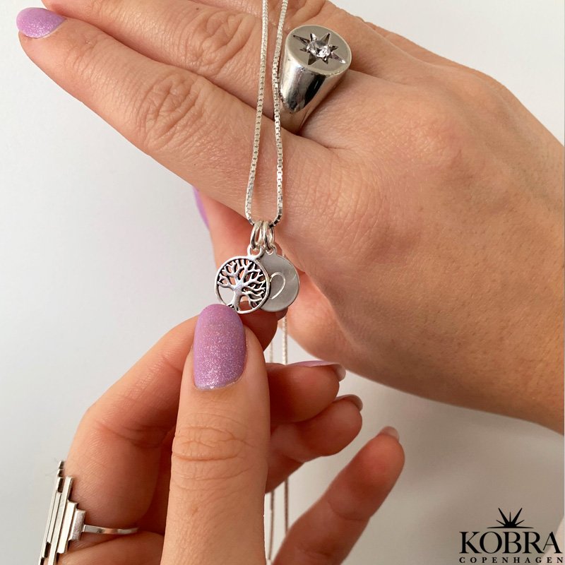 "Blaze" silver necklace with the tree of life and engraving