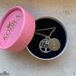 "Liv" Livets tr halskde - 18 karat forgyldt symbolsk smykke med indgravering