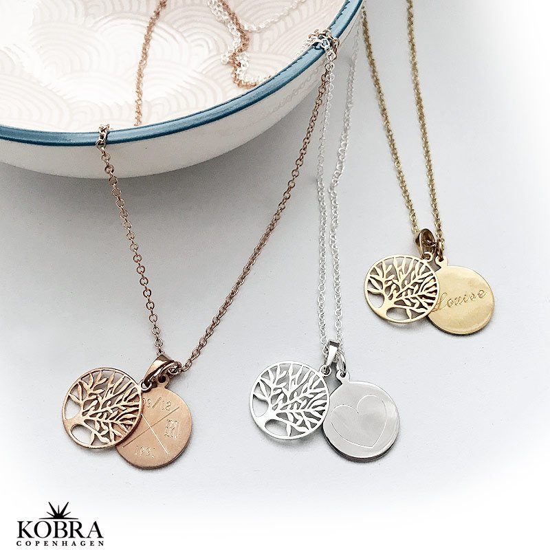 Livets tr halskde i gte slv med indgravering