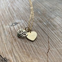 14 carat gold plated Tree of Life with hearts and personal engraving