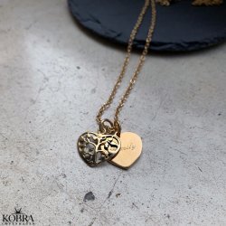 14 carat gold plated Tree of Life with hearts and personal engraving