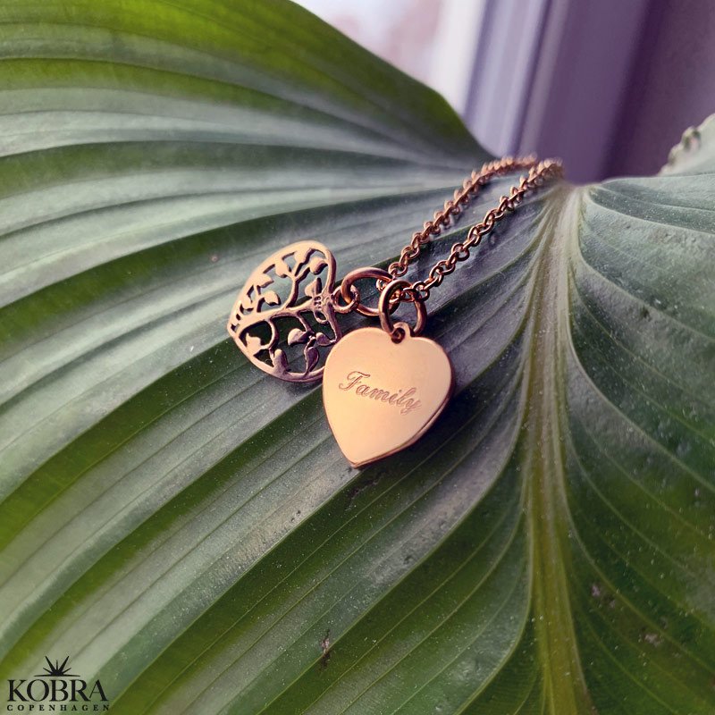 14 carat gold plated Tree of Life with hearts and personal engraving