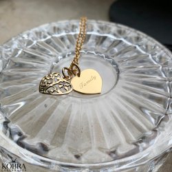 14 carat gold plated Tree of Life with hearts and personal engraving