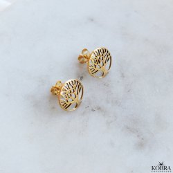 "Pil" gold earrings with tree of life