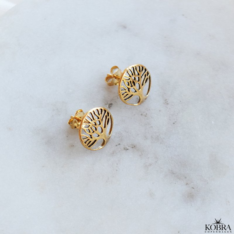 "Pil" gold earrings with tree of life