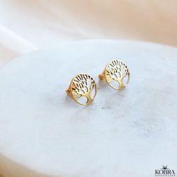 "Pil" gold earrings with tree of life