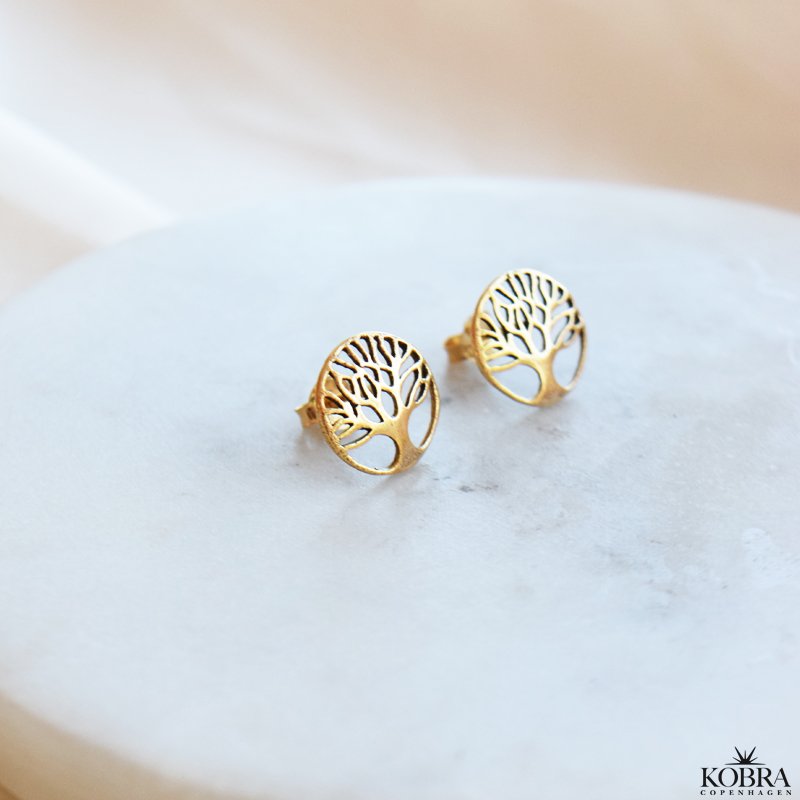 "Pil" gold earrings with tree of life