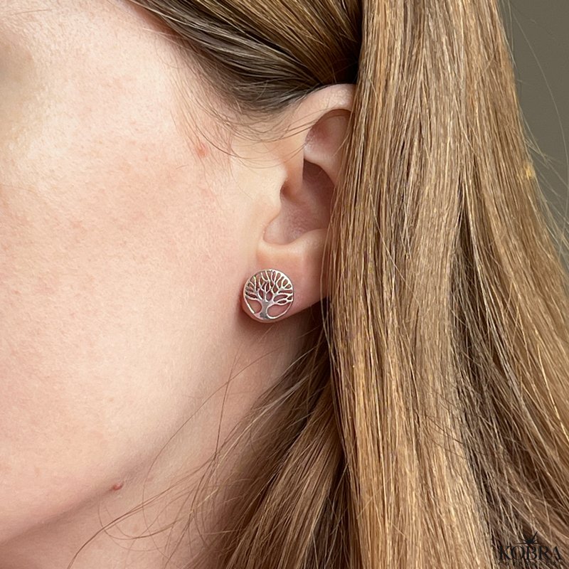"Pil" silver earrings with tree of life