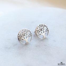 "Pil" silver earrings with tree of life