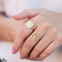 "Moondust" gold ring with moons and stars