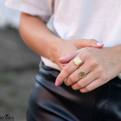 "Moondust" gold ring with moons and stars