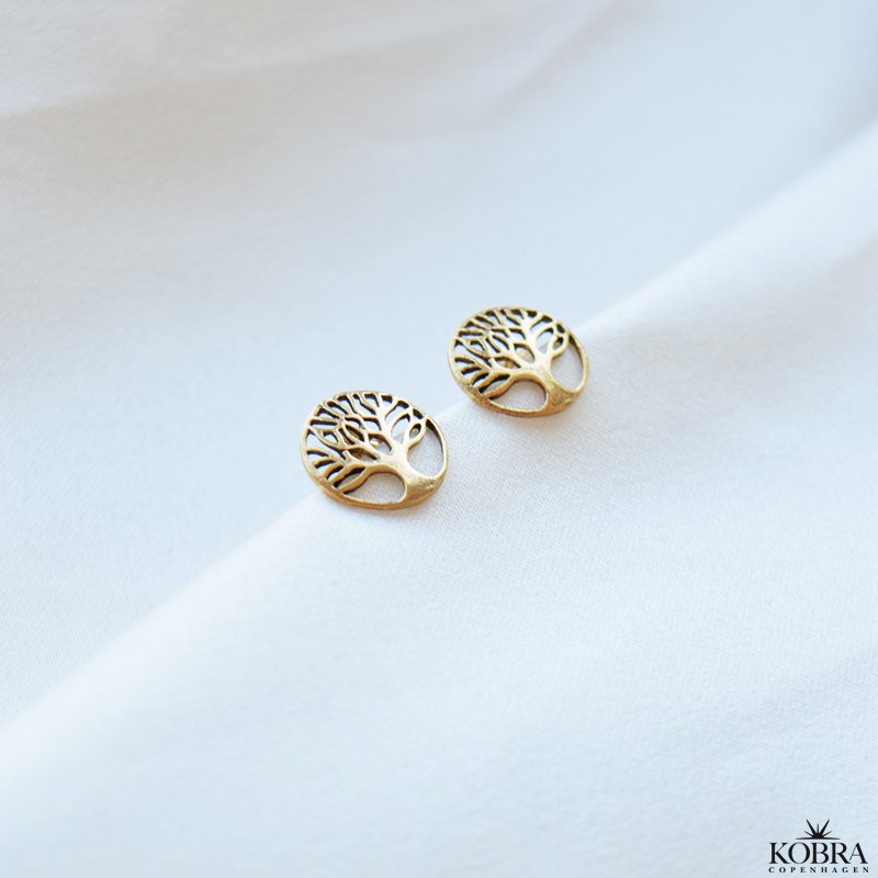 "Pil" gold earrings with tree of life