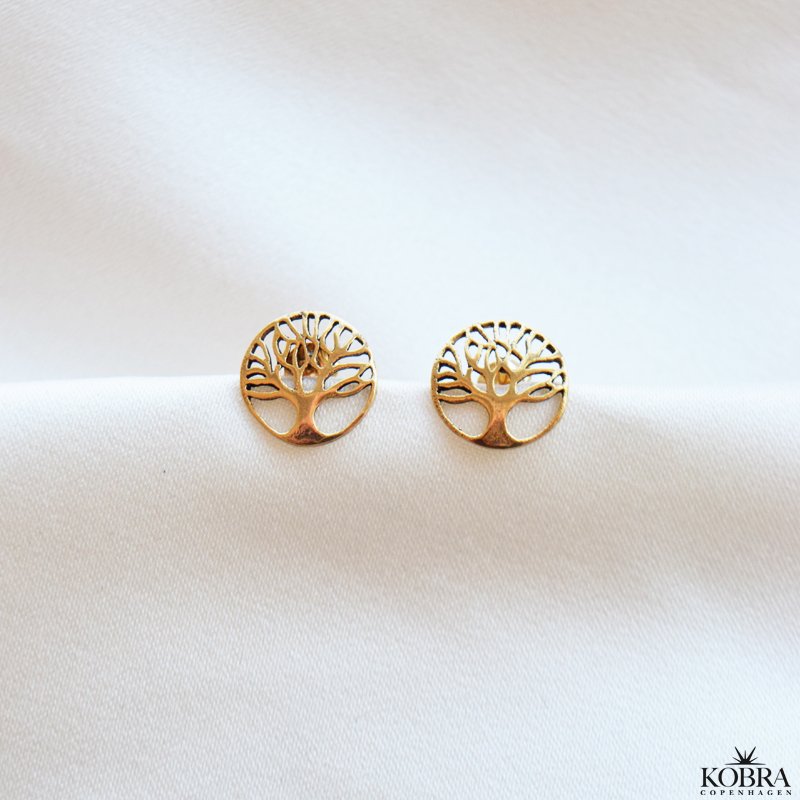 "Pil" gold earrings with tree of life