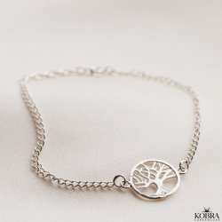 "Ana" Livets Tr armbnd i slv inklusiv lille amulet med indgravering