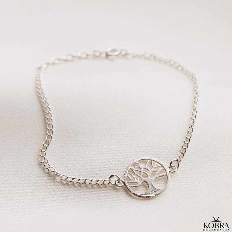 "Ana" Livets Tr armbnd i slv inklusiv lille amulet med indgravering