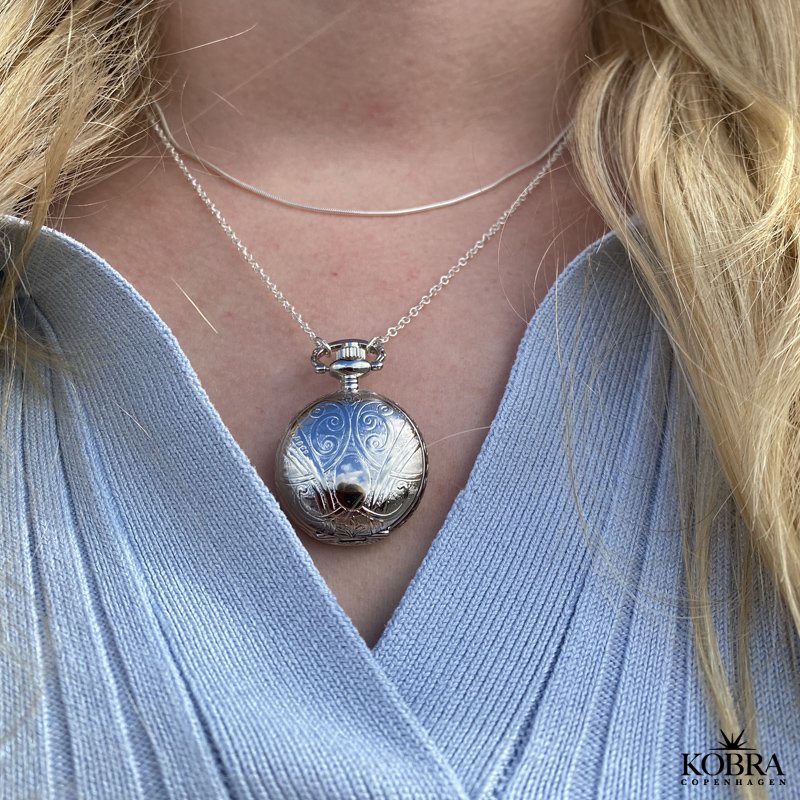 Necklace with small pocket watch, with personal engraving