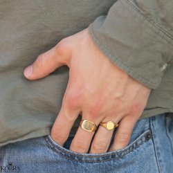 "London" gold-plated men's ring with your engraving