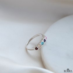 "Lorelai" Unique ring with colored stones in silver