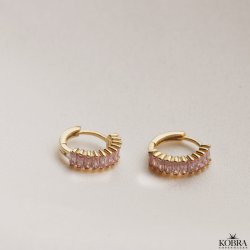 "Lori" guld reringe med pink sten