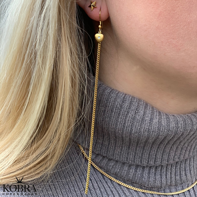 "Loulou" kde reringe i guld med lille hjerte-vedhng med hvid sten