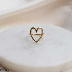 "Love" stor hjerte ring i guld