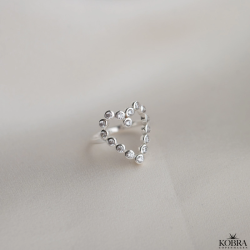 Konfirmations smykke - slv hjerte ring med sten